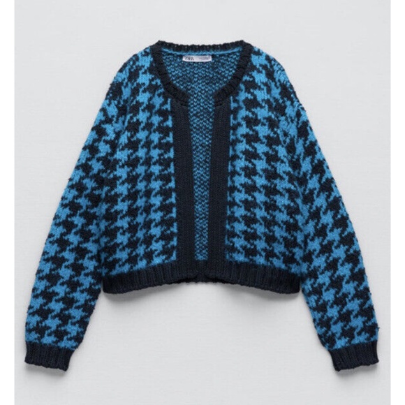 NEW Zara Houndstooth Cardigan Small - Picture 1 of 15